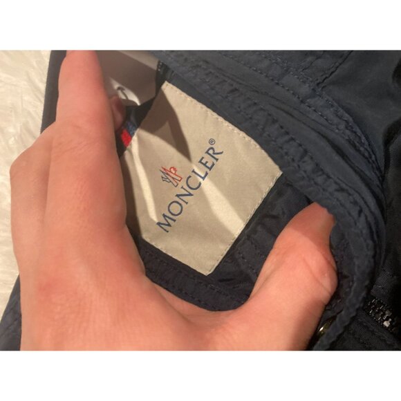 Moncler Blue Biker Jacket Navy Polyamide Logo Coat Size 110cm 5 Years - Picture 5 of 8